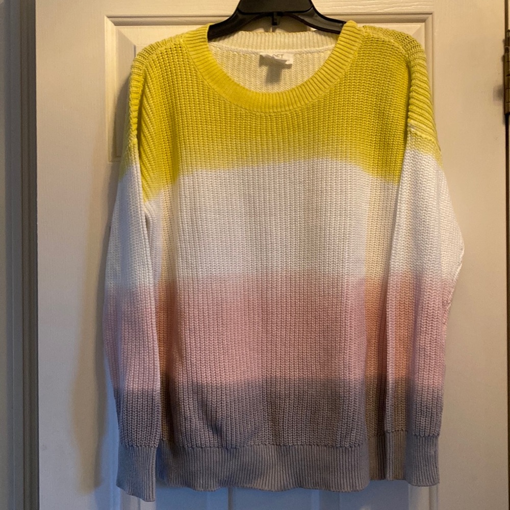 Loft Lounge Colorblock Tie Dye Pullover Chunky Sweater